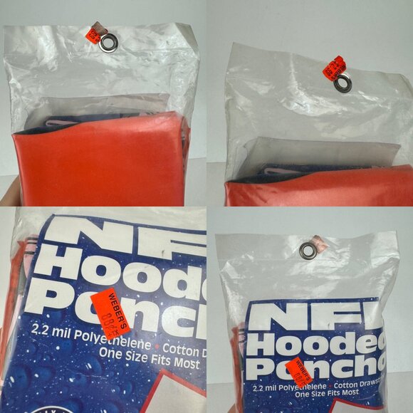 Vtg 90s Sealed NFL Denver Broncos Football Hooded Poncho Orange Rainmate 1 Size - Picture 7 of 10